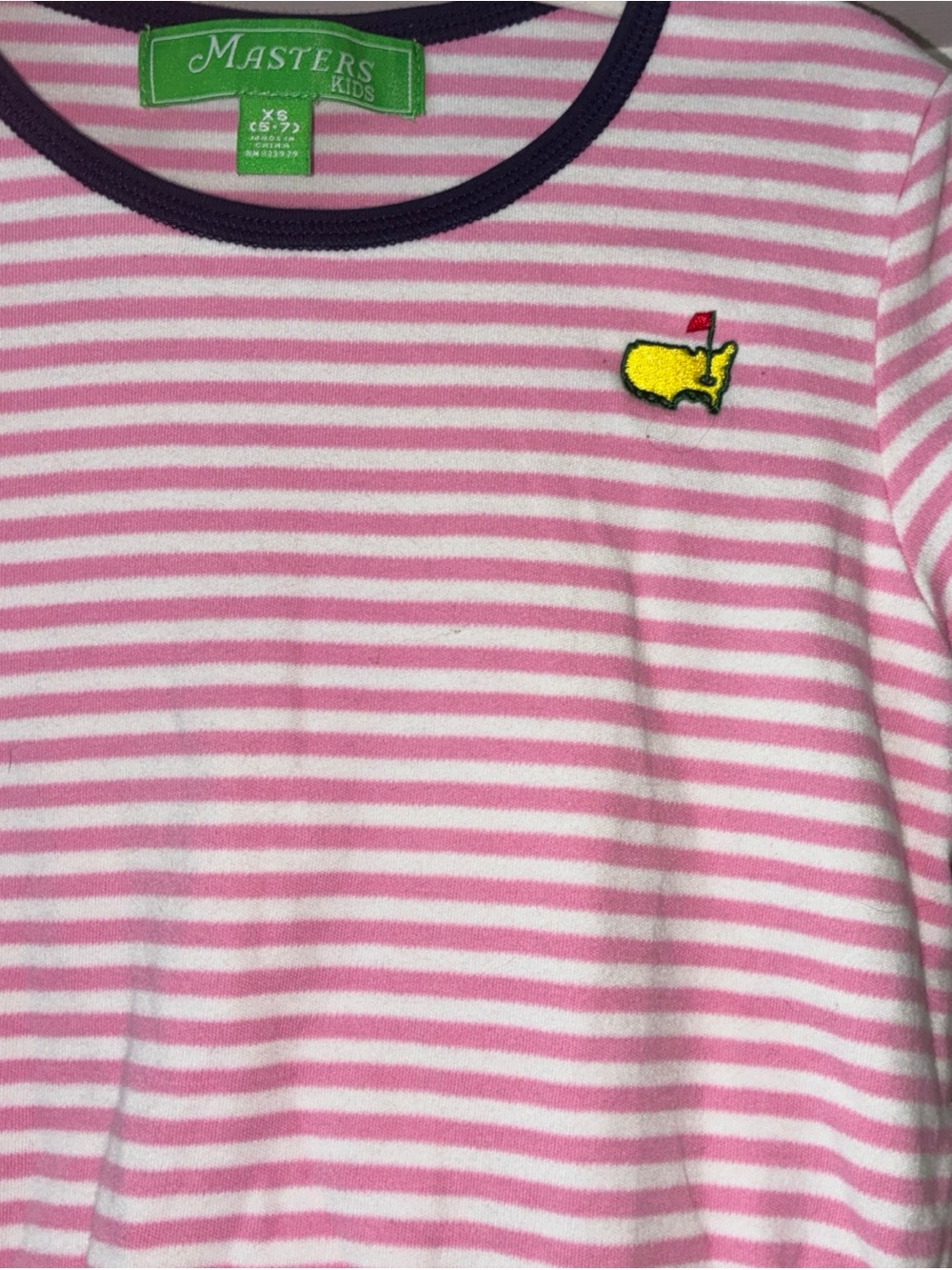 Masters Pink and White Striped Top with Navy Trim - Picture 2 of 5